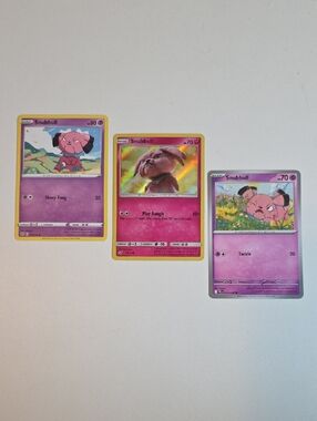 Pokemon Snubbull Trading Cards - Pink and Yellow Accents